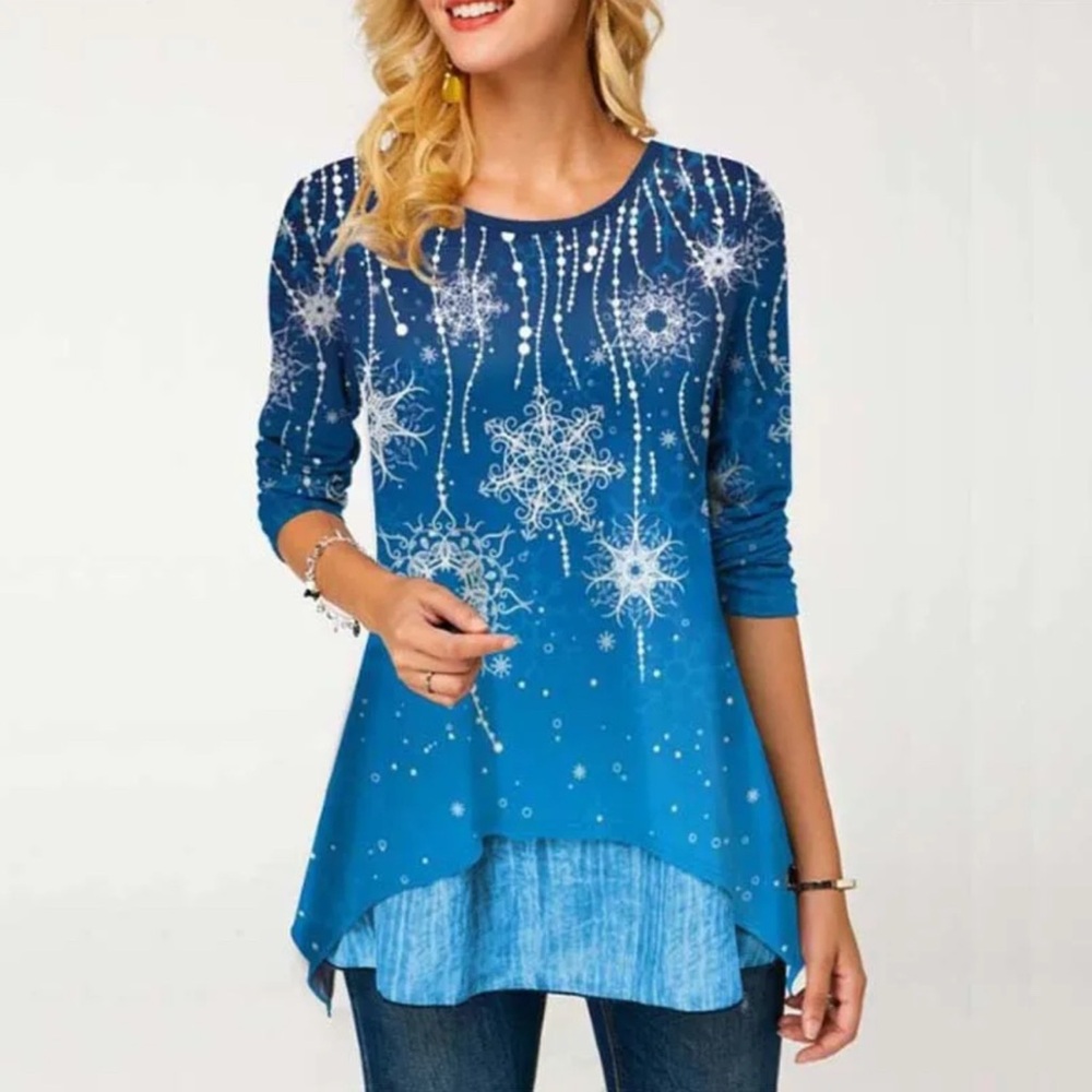 CHRISTMAS 🎄 AND NEW YEARS 💙🩵BLUE🩵💙TOP SIZE EXTRA LARGE 🌟LIKE NEW🌟